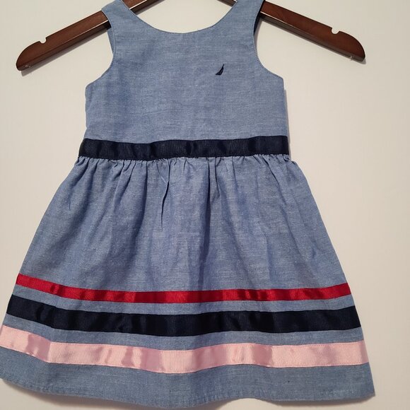 Nautica Other - NAUTICA BABY GIRL (2 T) PATTERNED SLEEVELESS DRESS ZIPPER CLOSURE CHAMBRAY COMFY